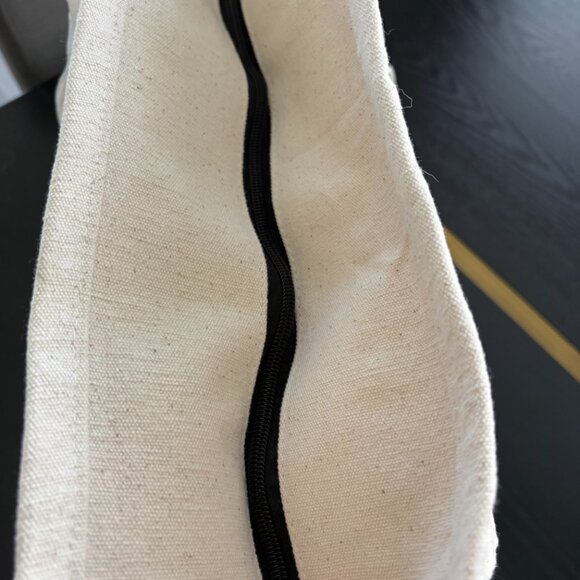 Gemline Canvas Tote Bag Cream Black Bottom Zipper Hanes Logo Reusable - Picture 6 of 9